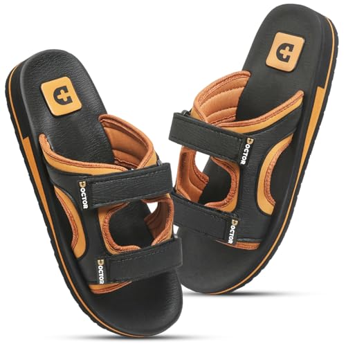 Image of DOCTOR HEALTH SUPER SOFT Men's Casual Slippers with Soft Cushioned Sole, Double Strap with Toe Loop Design, Lightweight Anti-Slip Everyday Wear Slippers for Home and Outdoor Use