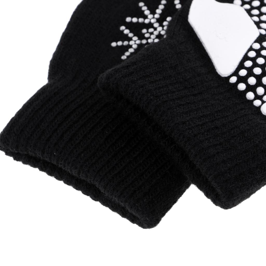 Leeadwaey Guanti da pattinaggio su ghiaccio per ragazze e donne e bambini Magic Stretch guanto nero fiore S, nero fiore di neve, S