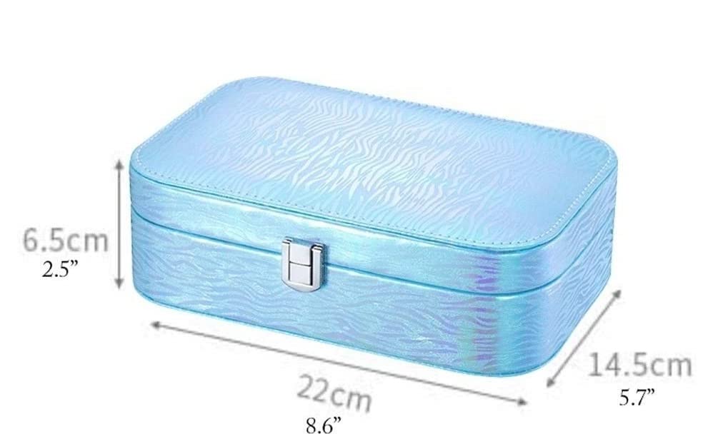 Nowoczesna Etui Na Biżuterię Podróżną Zmienny Kolor PU Leather Jewelry Organizer Pudełko Do Przechowywania Z Lustrem Girl Gift Box Ozdoba(A)