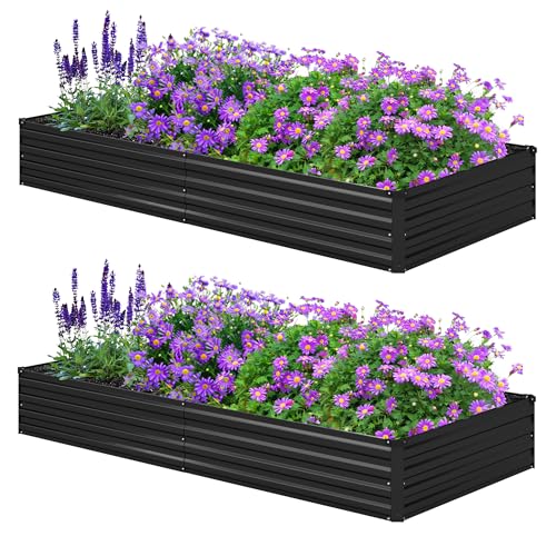 Foxlang 8x4ft Galvanized Raised Garden Bed (2 Pack)