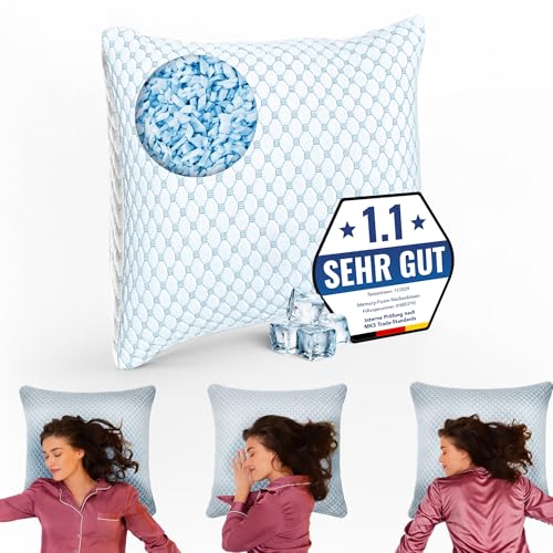 MKS Memory Foam Kopfkissen 80x80 – Ergonomisches Gelkissen für...