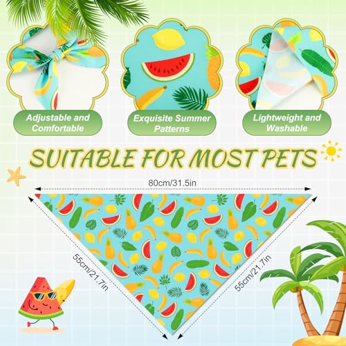 Image of Abbylike 50 Pcs Summer Hawaiian Dog Bandanas Bulk, Tropical Fruits