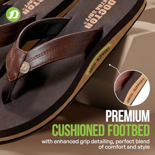 Image of DOCTOR EXTRA SOFT Thong Arch Support Ortho Slippers for Mens| Orthopedic Diabetic & Stylish| Lightweight Comfortable & Casual| Cushion Anti-Skid Bedroom Daily Use House Flip-Flops Gents Boys D-38