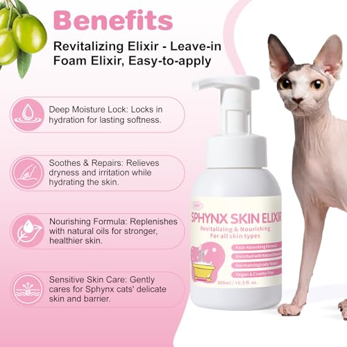 Image of Sphynx Cat Skin Care Duo | Hypoallergenic Shampoo & Conditioner for Hairless Cats | Relieves Dry, Itchy Skin, Moisturizing | Veterinarian Approved, 2 Bottles
