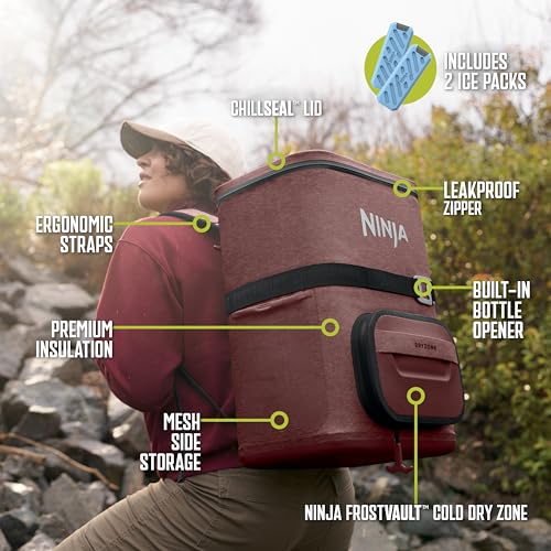 Image of Ninja FrostVault Go Can Soft Cooler, 24 /36 Can, Leak Proof, Built-In Cup Holder, 2 Ice Packs & Dry Storage Drawer, Polyester Insulation, Hiking, Camping, Picnic