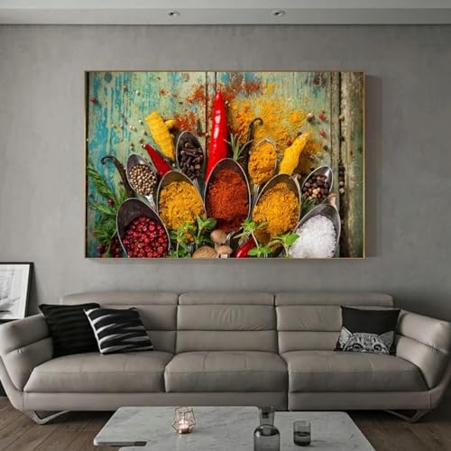 Décoration de la maison moderne avec tableau de cuisine épices et cadre rigide