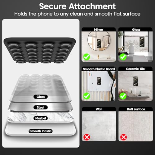Image of Sounce Suction Phone Case Anti-Slip Silicone Hands-Free Sticky Pads for Phone Case Mount for Selfies Videos Mirror Shower Car Dashboard - Black, White, Brown (Pack of 3)