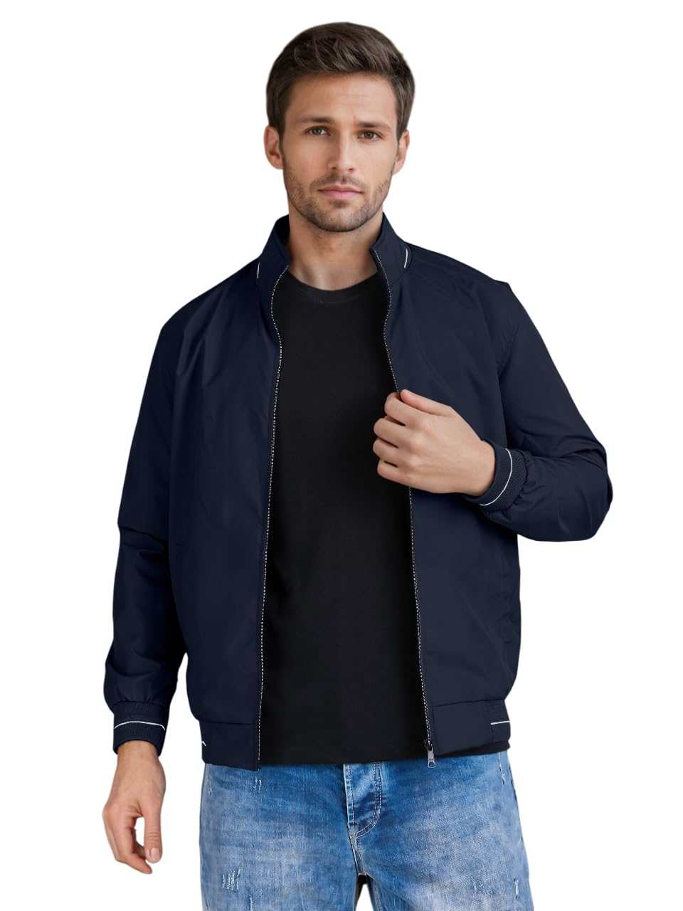 Men's Bomber Jacket | Lightweight Casual Zip-Up Jacket | Stylish Slim Fit Outerwear for All Seasons