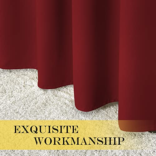 NICETOWN Burgundy Red Blackout Curtains for Bedroom/Living Room 132 Inch Length - Thermal Insulated Room Darkening Grommet Top Window Curtains (100 by 132 - Inch, 1 Panel)