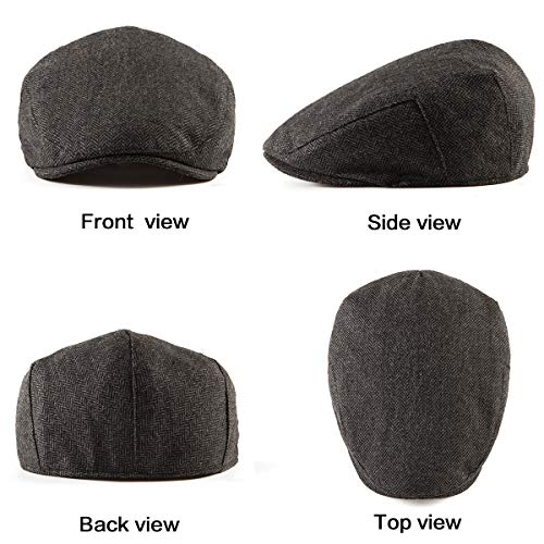 Image of LADYBRO 2 Pack Newsboy Hats for Men Wool Scally Cap Mens Flat Cap, Stylish Winter Cap for Man - Monkey Cap & Beanie Cap for Men