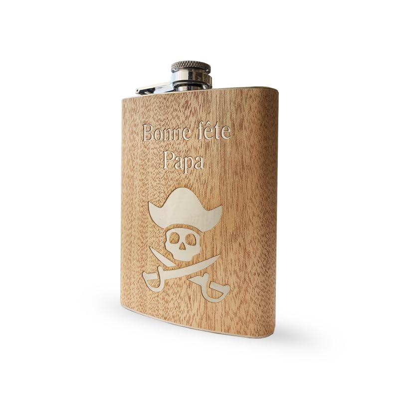 Flasque a alcool original bois personnalisable avec prénom