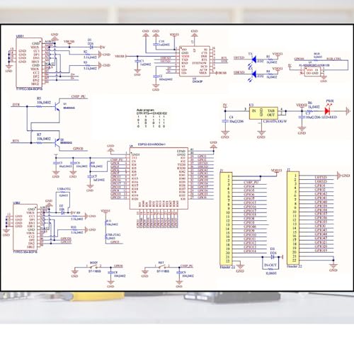 Image of 6pcs esp32 devkit s3 Development Board with WiFi bt Module - esp32-s3-wroom-1 n16r8 mcu, 44pin 8m psram & Type-c Cable for iot Projects