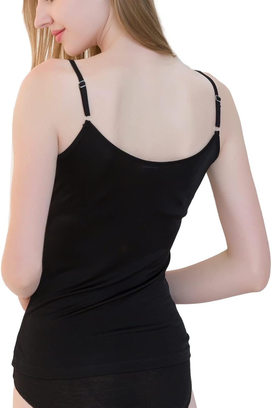 METWAY Womens Silk Camisole/Spaghetti Strap Mulberry Silk Cami Tops/Stretchable Real Knit Silk Tank Undershirt for Layerling - Image 5