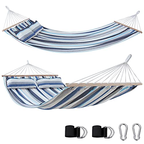 yourGEAR Kauai - XXL Hängematte 240x160 cm mit Kissen | Hohe Belastbarkeit 300 kg | Smaragd oder Aqua | Baumwolle | Stabhängematte ideal für 2 Personen |TÜV geprüft | inkl. Befestigungsset
