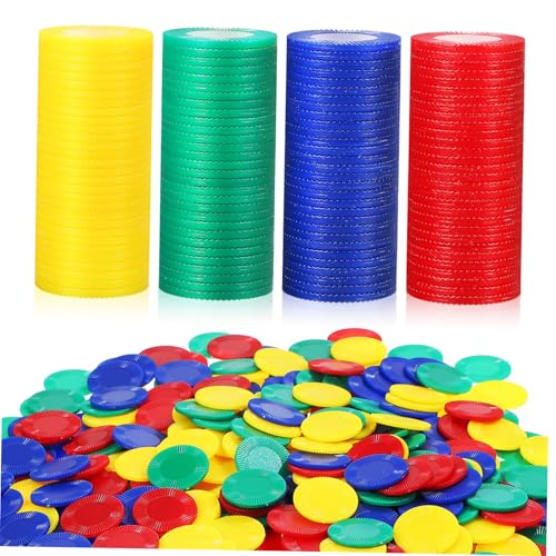 FAVOMOTO Sturdy Poker Chips Bingo Chips 400 Pcs Plastic Counters Smooth Surface for Math Entertainment