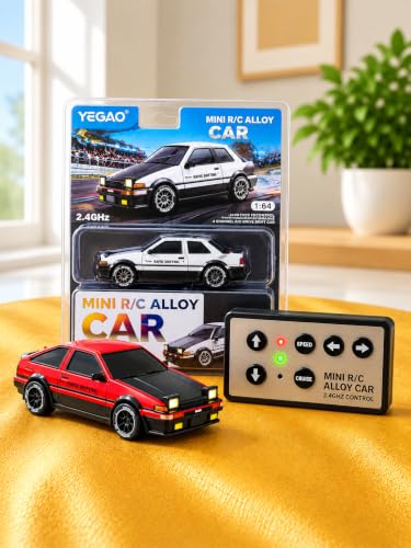 Image of Mini Alloy Off-Road RC Car for Kids 3+ 1:64 Scale Remote Control Car Toys with Strip Lights, 2.4Ghz, USB Rechargeable Toyota Drifting