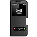 Samsung Galaxy S8 Case Genuine Leather Ultra Thin Samsung Galaxy S8 Cover Flip Case Window View Stand Feature Magnet Closure Phone Case for Samsung Galaxy S8 by Make mate (Black)