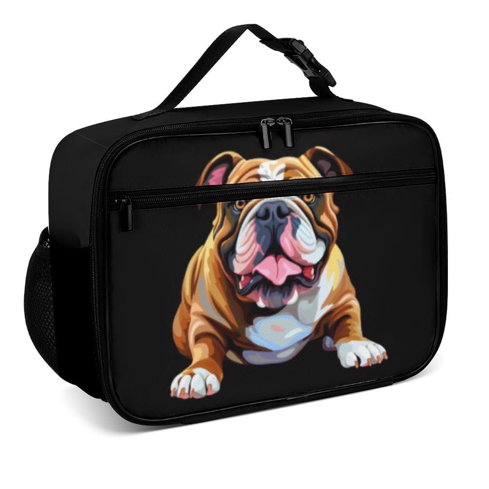 Mushroom068 Lovely Bulldog Reusable Lunch Box Insulated Lunch Bag Cooler Bag Lunchbox Meal Food Container Tote Bag for Women Kids Girls Boy School Camping Hiking Picnic Beach Travel