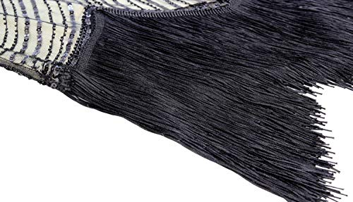 Letter Love Women 1920s Vintage Flapper Fringe Beaded Gatsby Party Dress With 20s Accessories Set (XL, Black Beige) - Thumbnail 5