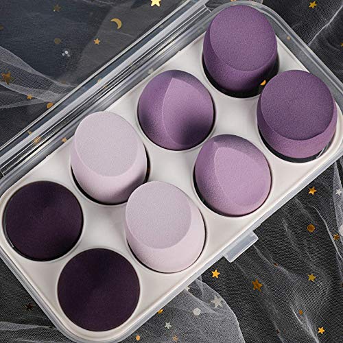 Make-Up Schwamm Beauty Sponge Blender,Professionelle Kosmetische Puff Bevel Cut,Zubehör Werkzeuge Schönheit Ei (8 Stücke, Lila) Cover