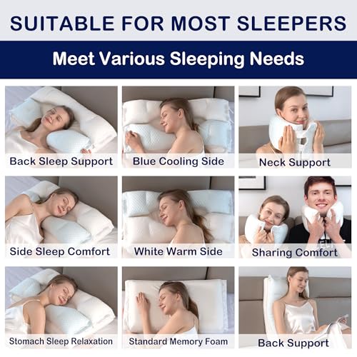 Image of Memory Foam Bed Pillow,Adaptive Pillows for Neck Pain Relief,Medium Firm Pillow for Side,Back,and Stomach Sleepers Keep Pressure Relief to Deep Sleep