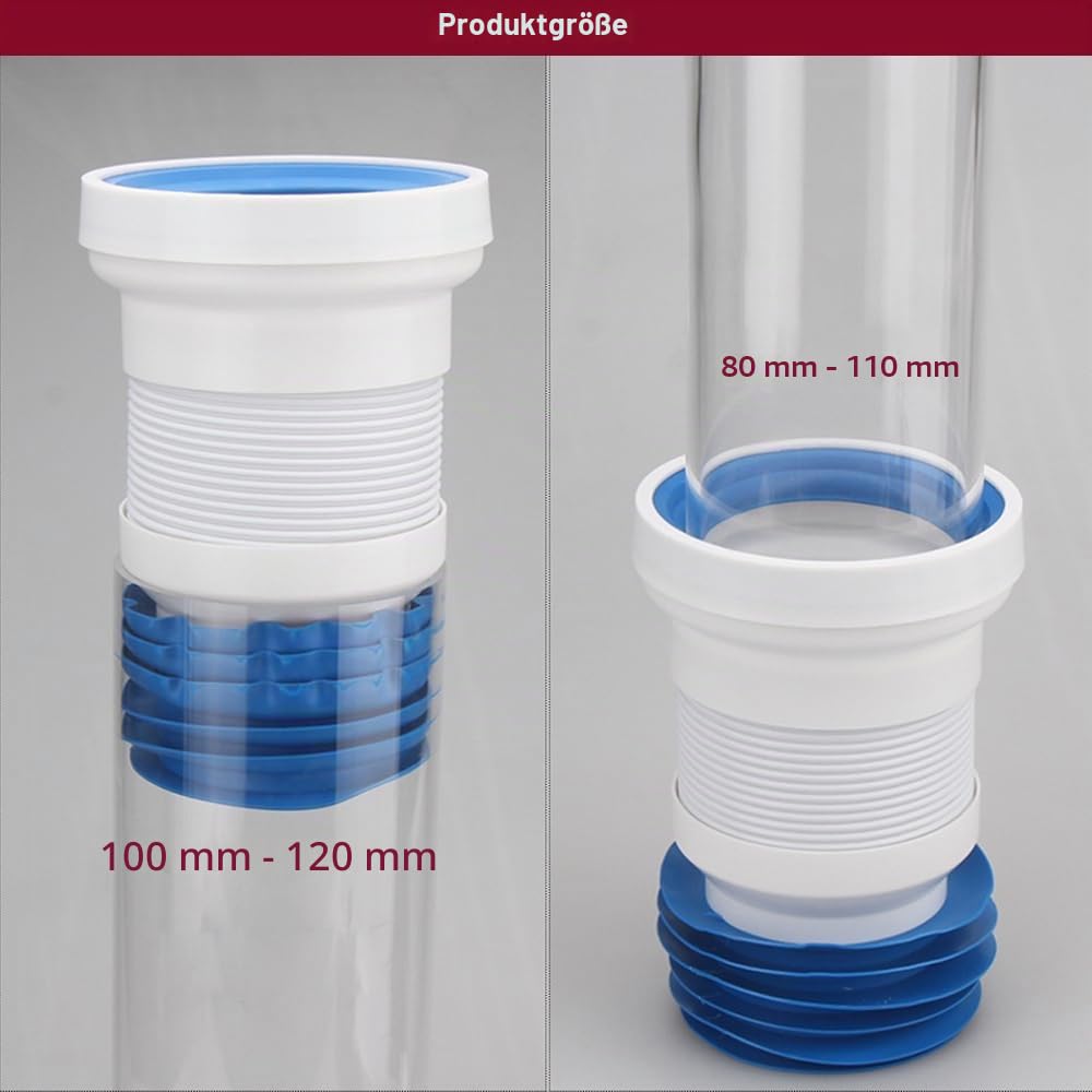 Universeller Toiletten-Abflussrohrverbinder, Ausziehbar 280-650mm, Langlebige, Zuverlässige Dichtung, Flexibler, Austauschbarer Ablaufschlauch Für Viele Toilettenmodelle Oder Komplexe Rohrverläufe Usw