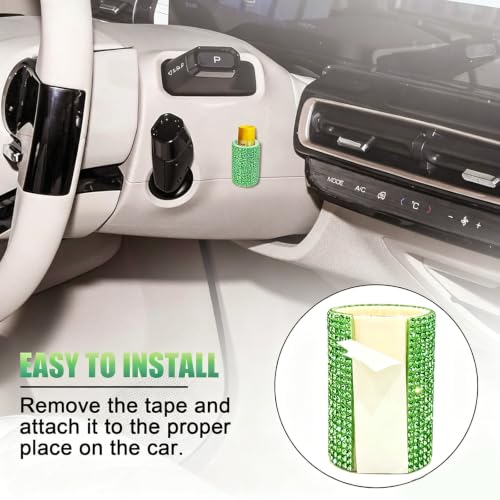 Image of Upright Car Chapstick Holder, Bling Insulating Lip Balm Holder,Rhinestone Car Accessories for Women Interior ,Suitable for Most Vehicles. (Green)