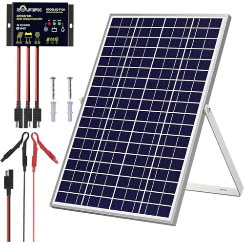 Image of SOLPERK Solar Panel Kit 30W 24V, Intelligent Waterproof 10A PWM Controller, Home Outdoor Solar Battery Charger for RV Car Boat Marine Tractor Camping, 24 Volt Batteries Solar Panel Charger (30W 24V)