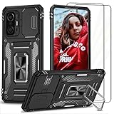 NEINEI Handyhülle für Xiaomi 11T/11T Pro 5G Hülle mit 2 Schutzfolie,Militärqualität Stoßfeste Schutzhülle mit [Kameraschutz][Magnetisch Ständer],PC/TPU Kratzfeste Case,Schwarz