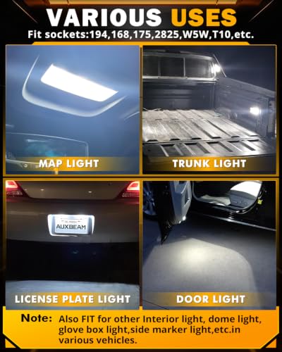 Image of Auxbeam 2026 B2 Series 194 LED Bulbs 6000k White 168 2825 T10 W5W Bulbs