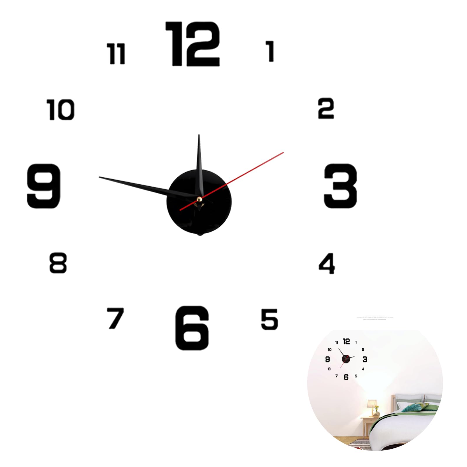 Annlpoy 1pcs Reloj de Pared DIY 3D con Movimiento silencioso,Reloj de numeros pegados en Pared Cocina Adhesivo,para Decoración de Cocina, Sala de Estar y Dormitorio, Montaje Fácil,40 cm de Diámetro