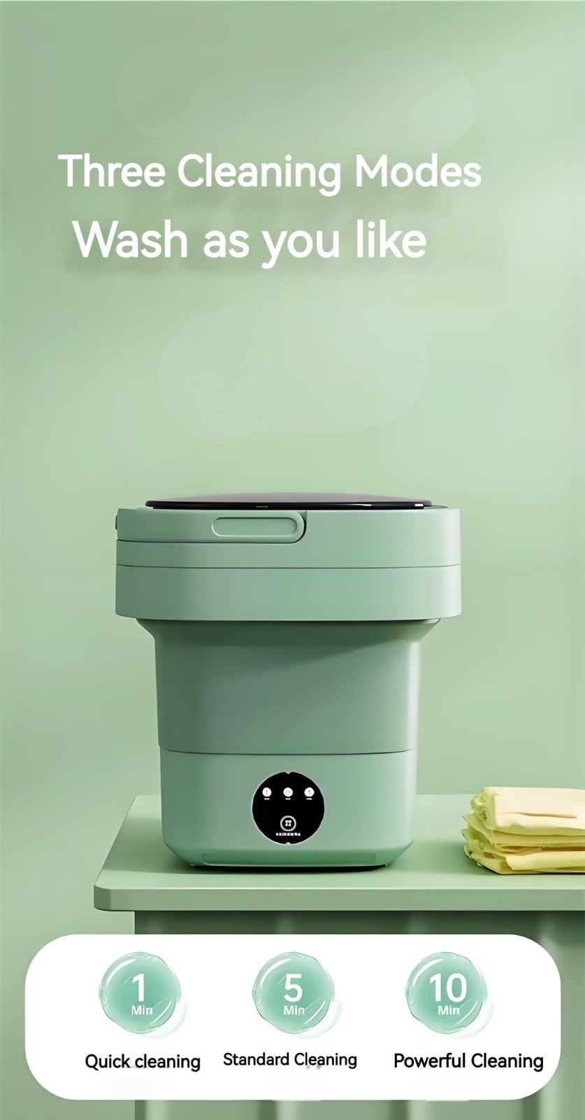 Lavatrice portatile da viaggio piccola da 8 l, mini lavatrice pieghevole con centrifuga per campeggio e viaggi, lavanderia a risparmio energetico per biancheria intima, vestiti e calze