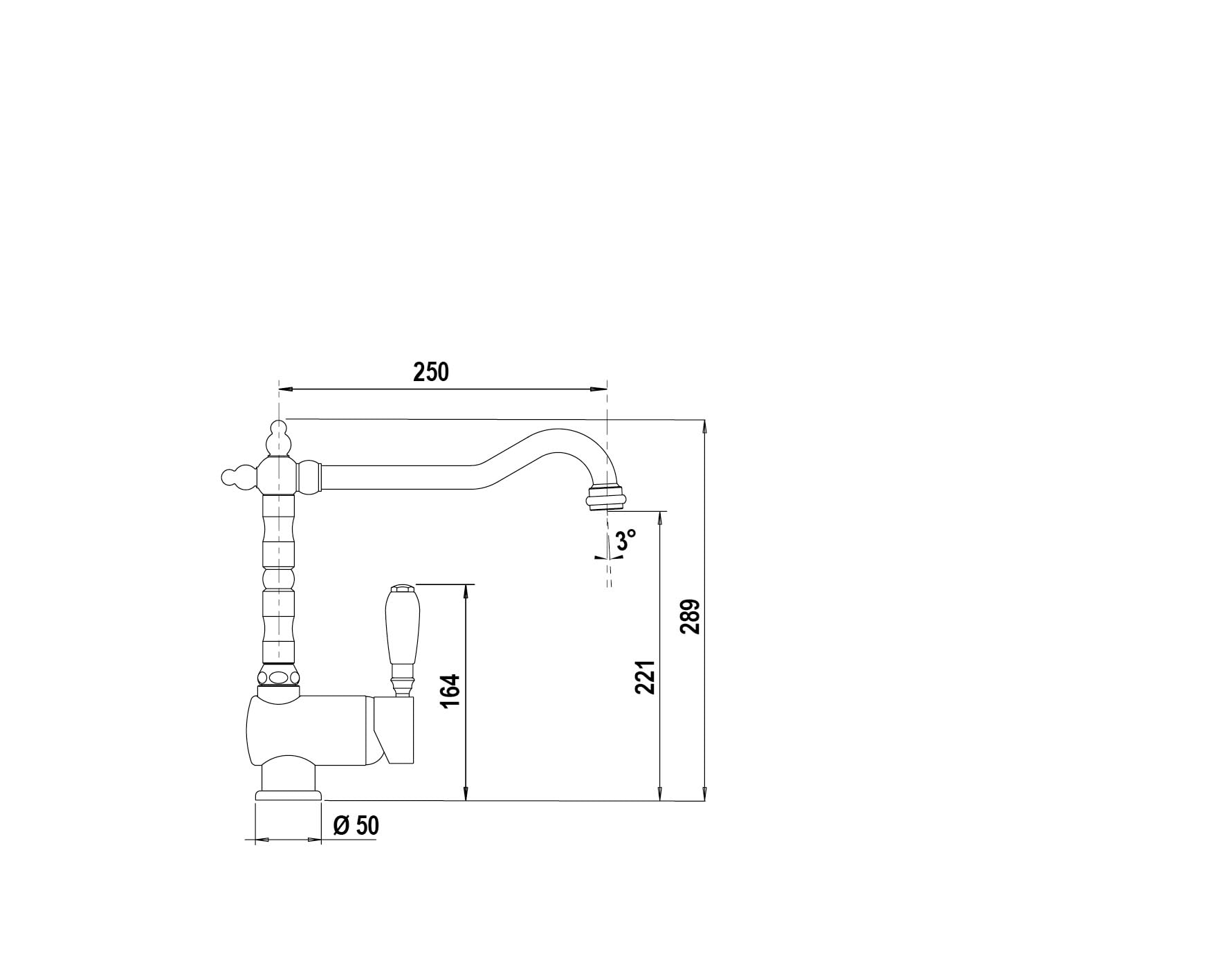 Schock New Aquastyle High Barrel Single Lever Mixer Tap Antique, SXSTYRM - Image 2
