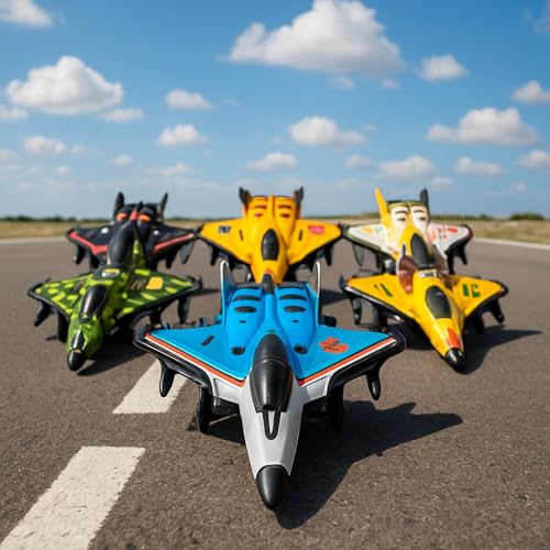 Image of KIDZYMON Die-Cast Metal Fighter Jets, Pull Back Military Aircraft Toys, Durable Metal Millitary Jet Plane, Friction Operated, Pack of 6 Jet, Size 3.7 Inch, Age 3+
