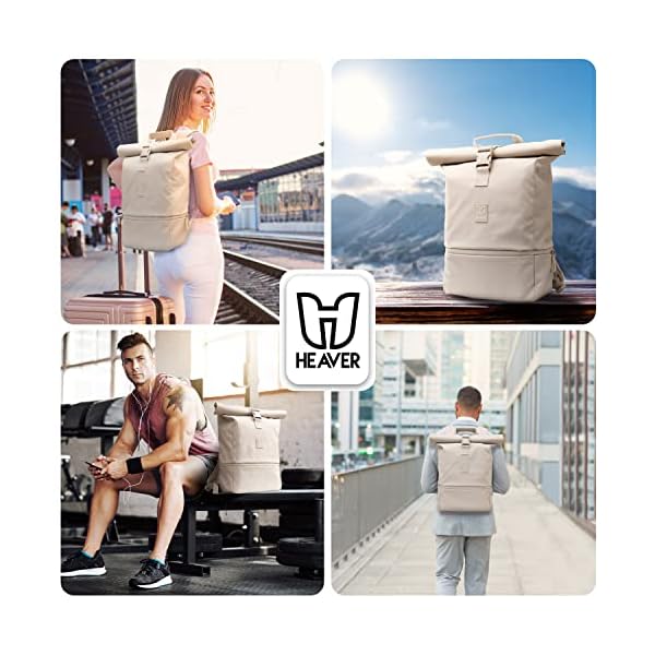 HEAVER® Rolltop Rucksack –Super praktischer Daypack- Ergonomischer u. sicherer Transport deiner Gegenstände und Laptop bei jedem Wetter- Damen/Herren – Bild 8