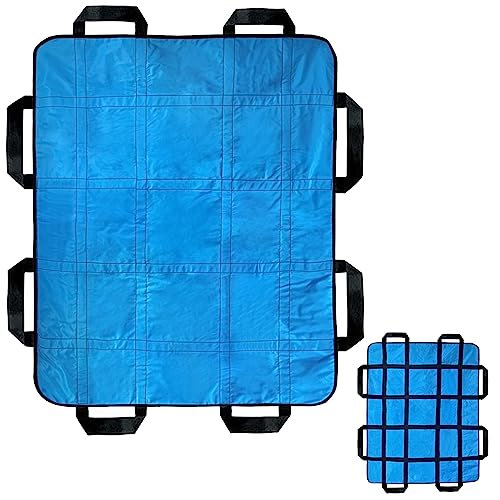 Positioning Bed Pad with Reinforced Handles,Bed Pads for Elderly, Draw Sheets for Hospital Bed, Reusable & Washable, for Turning, Lifting & Repositioning, Blue 48
