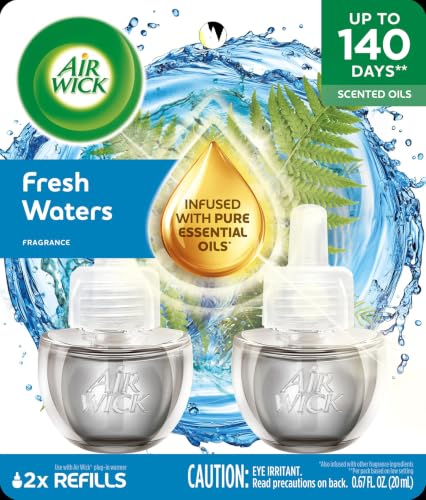 Image of Air Wick Plug in Scented Oil Refill, 2 Ct, Fresh Waters, Air Freshener, Essential Oils