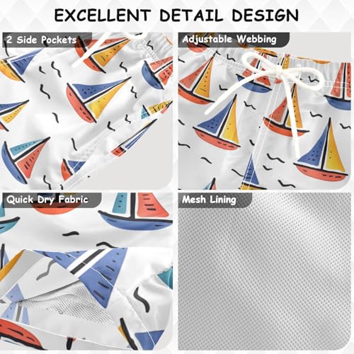 OREZI Boys Swim Trunk Shorts Colorful Boats Bathing Suit for Toddler Kids Teens3