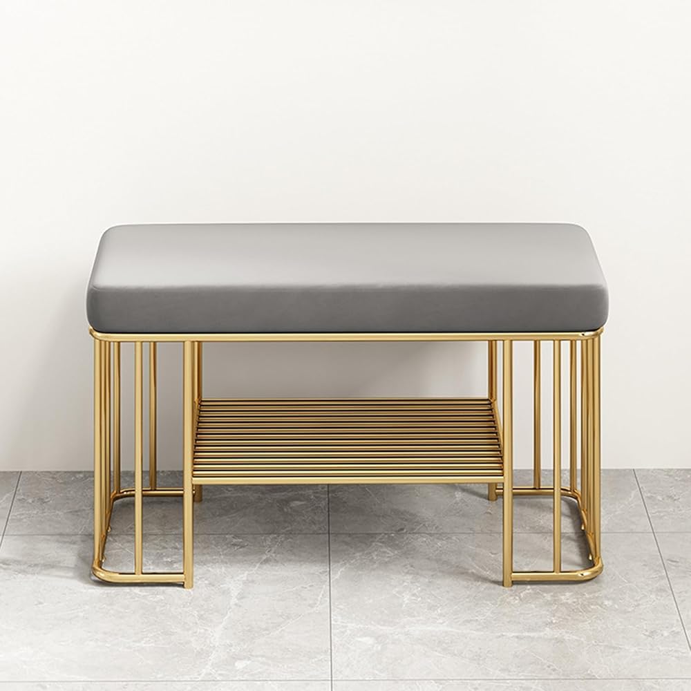 Wjftoday Grey Gray Upholstered Shoe Bench For Entryway Living Room & Hallway Stylish Shoe Rack Bench 80Cm End Of Bed Storage Solution Perfect For Nization