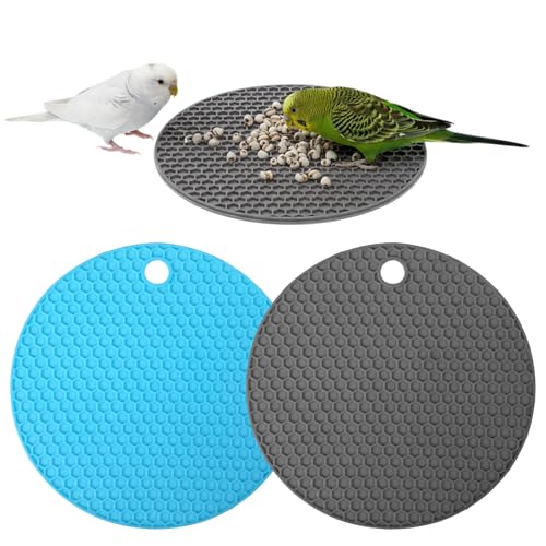 2 Pcs Bird Slow Feeder Mats, Interactive Foraging Mat, Extend Eating Time, Birds Toy for Parakeet, Cockatiel, African Grey, Conure (Blue & Grey) - image 8