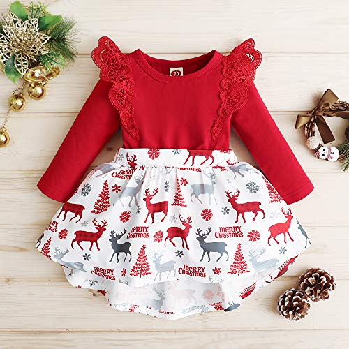 Baby Girl Dress Christmas Outfit Long Sleeve Xmas Dress Red Romper My Christmas Clothes Winter Baby Girl Clothes 12-18 Months #TOP1