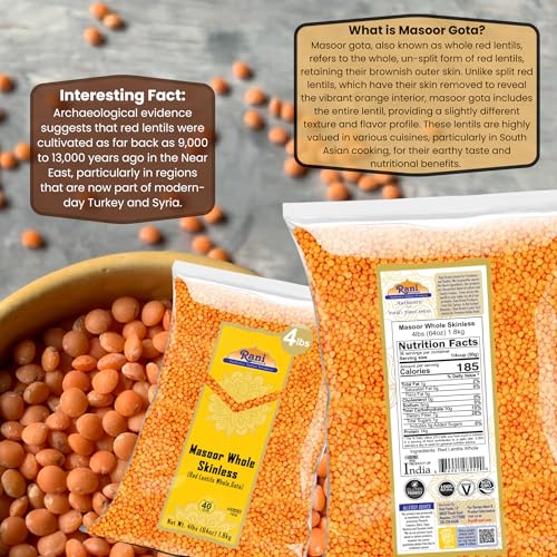 Image of Rani Masoor Gota (Football) Indian Red Lentils Skinless 64oz (4lbs) 1.81kg Bulk ~ All Natural | Gluten Friendly | NON-GMO | Kosher | Vegan | Indian Origin