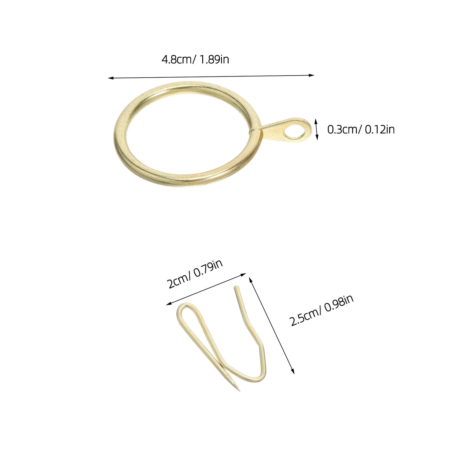 Garneck Anillos Metálicos para Cortinas de Ducha 200 Pcs Dorados con Ojales 30 Mm y Ganchos 20x25 Mm Resistentes para Baño Accesorios Cortinas Bañera