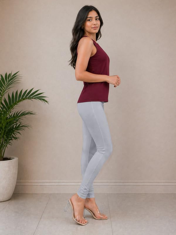 Image of TRENDMALLS Women's Microfiber Elastane Stretch Soft Churidar Length Leggings with Ultrasoft Waistband