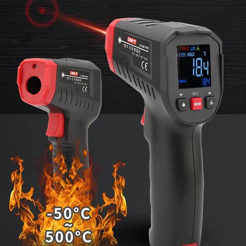 UNI-T Uni-Trend Industrial Thermometer Digital Thermometer UT306C Non-Contact Industrial Infrared Laser Temperature Meter Temperature Gun Tester-50-500(UT306C)