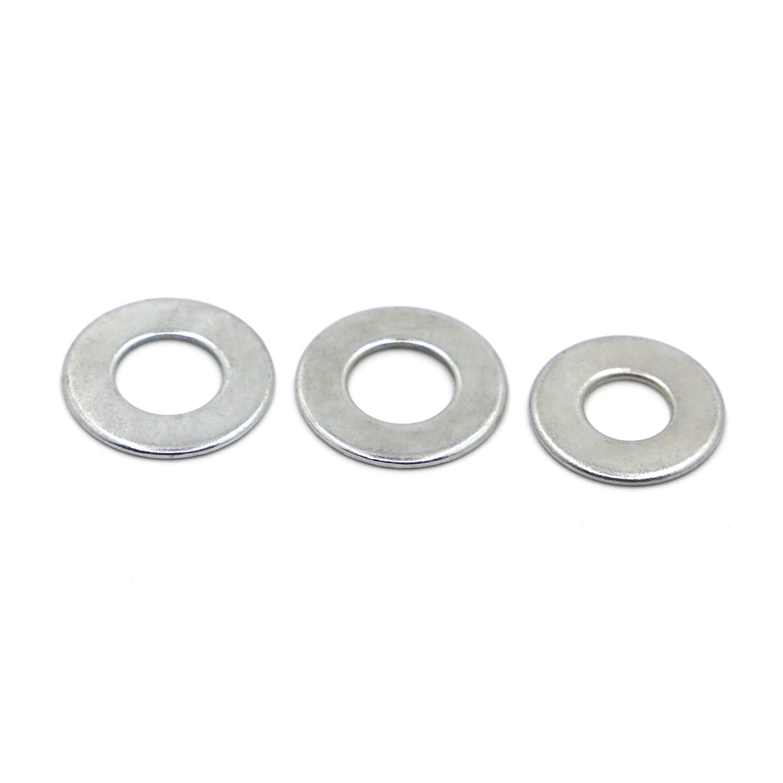Flache Unterlegscheiben, M2 M2.5 M3 M4 M5 M6 M8 M10 M12 M16-M24 304 Edelstahl Schwarz Weiß Verzinkt Flache Scheibe Unterlegscheibe Flach(White Carbon Steel,50pcs M2)