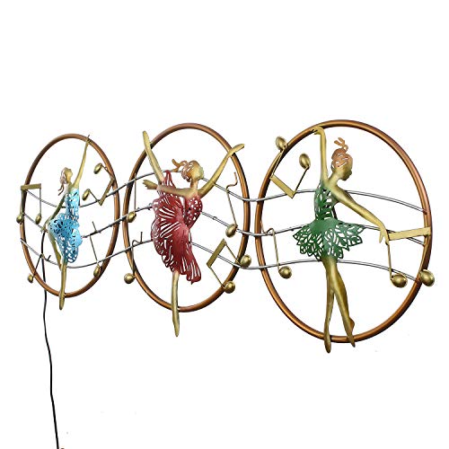 Image of eCraftIndia Set of 3 Dancing Lady Handcrafted Iron Wall Hanging with Background LED's