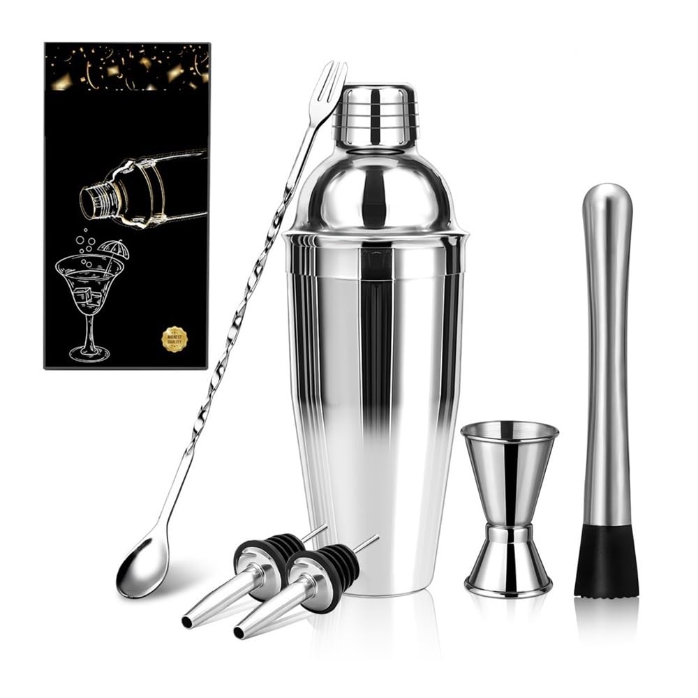Shaker à cocktails Ensemble de 6 shakers à cocktail en acier inoxydable avec outils de mélange(L)