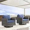 Outdoor Swivel Chair Patio Swivel Chairs Set of 2 Outdoor Swivel Rocker Patio Chair with 360 Degree Swivel Base Patio Wicker Chairs for Patio Porch Backyard Poolside GreyBlue