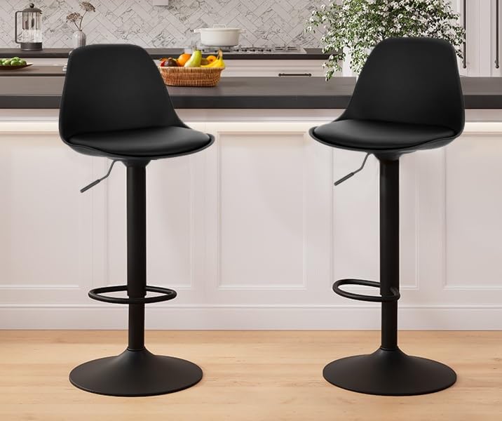 SIRHONA Sgabello da Bar Set di 2 Sgabelli da Bar Retro Vintage con Schienale per Bar Bistro Caffè Cucina, Altezza Seduta 75cm, Seduta in PU Grigio | Leroy Merlin